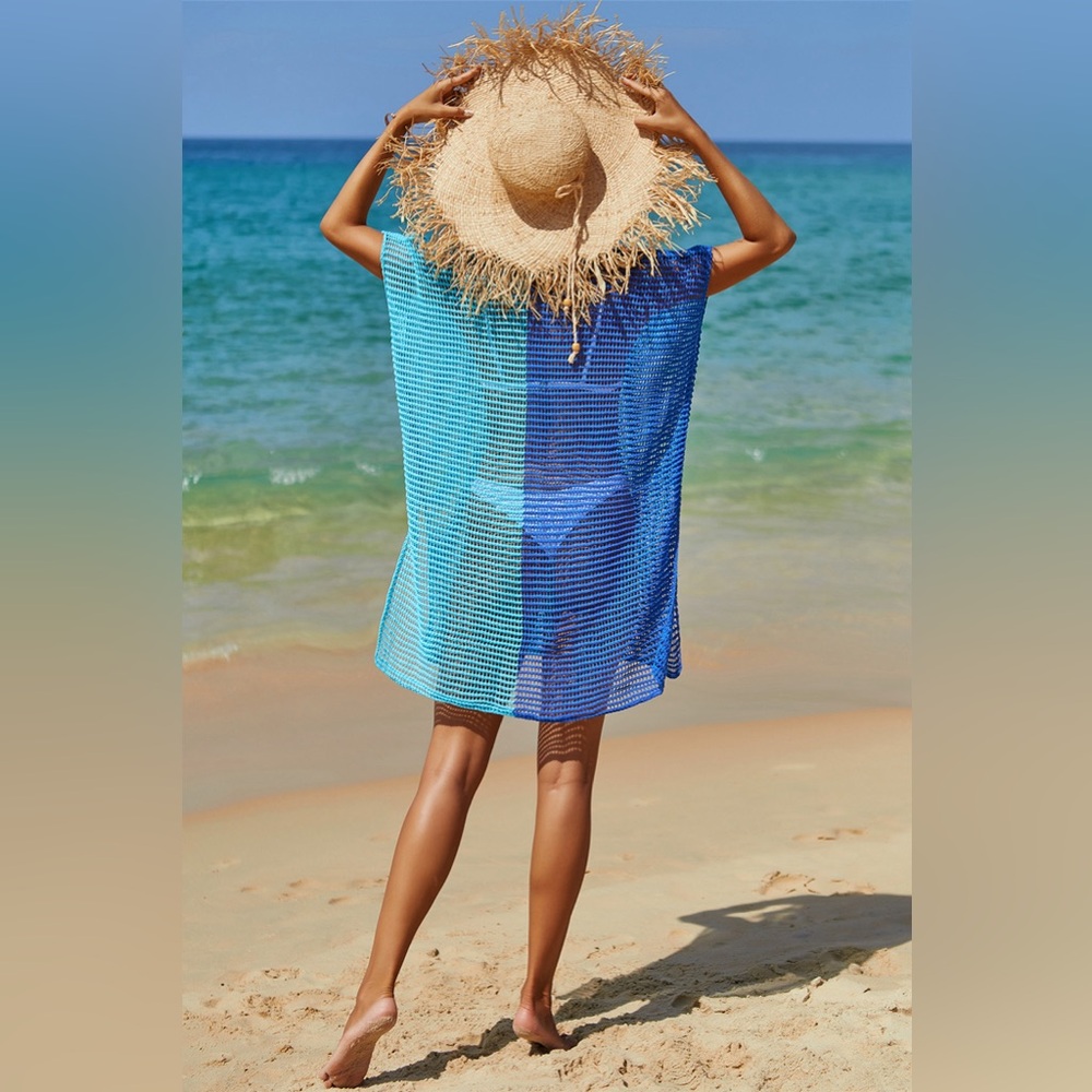 Openwork Contrast Slit Knit Cover Up onesize - Picture 2 of 16